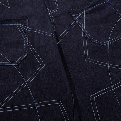 Five pointed star bright line denim shorts