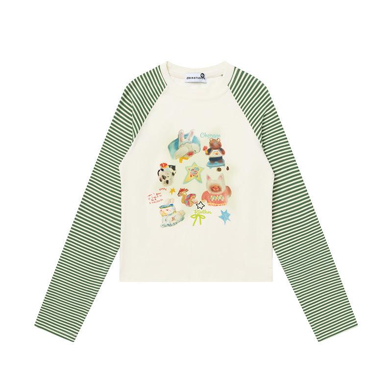 Cartoon Print Long Sleeve T-Shirt for Women | MuddyStock Originals