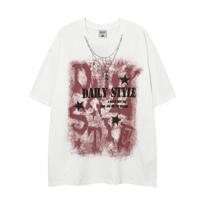 Letter printed loose men's and women's T-shirt | MuddyStock Originals White MuddyStock