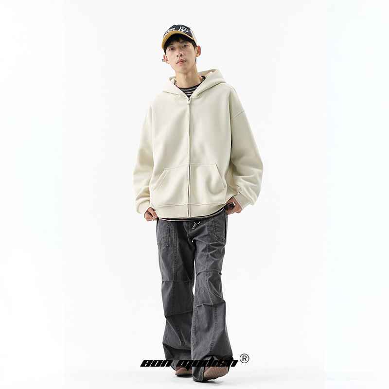 Retro Simple Versatile Loose Hooded Sweatshirt Cardigan eprolo