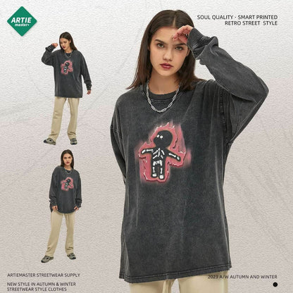 Long sleeved Washed Old T-shirt For Men And Women | MuddyStock Originals MuddyStock