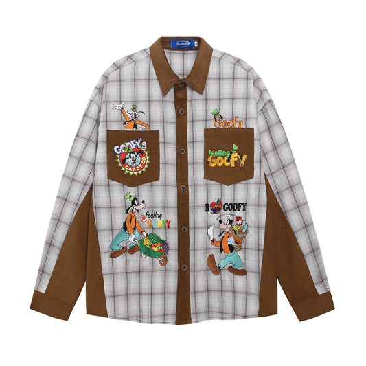 Mickey Embroidery Plaid Long Sleeve Shirt For Men And Women| MuddyStock Originals MuddyStock