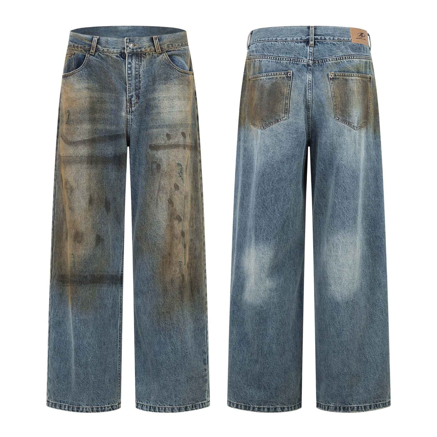 Retro Washed Tie-Dye Distressed Denim Pants For Men | MuddyStock Originals