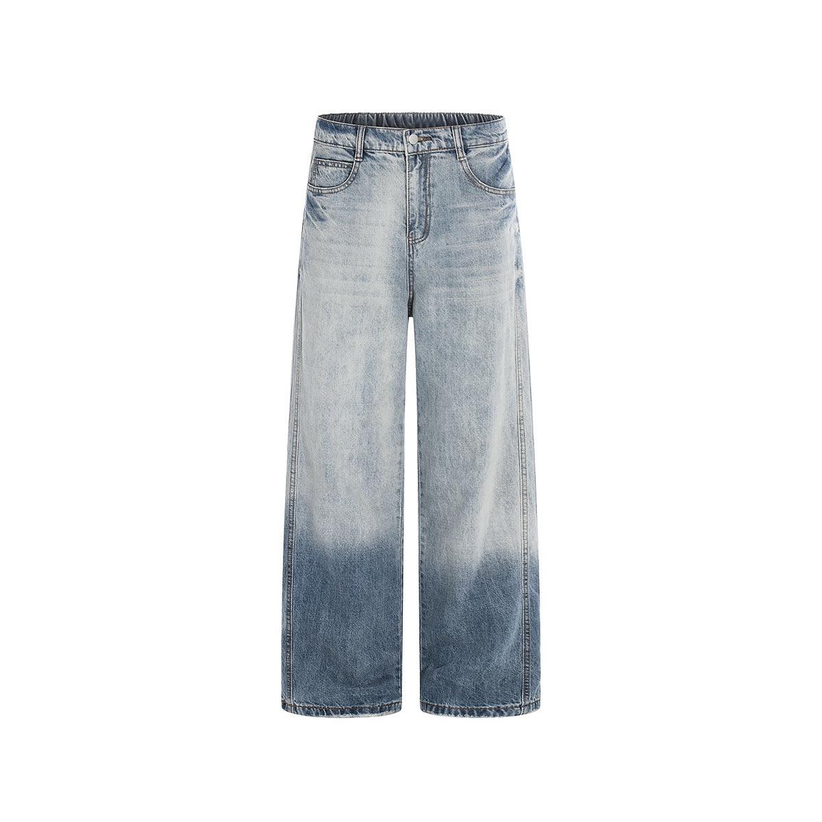 Washed Gradient Distressed Straight Loose Fit Denim Pants for Men | MuddyStock Originals Blue