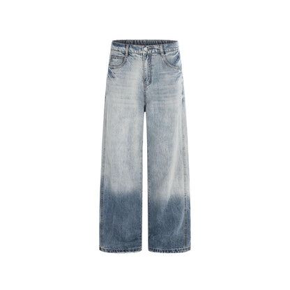 Washed Gradient Distressed Straight Loose Fit Denim Pants for Men | MuddyStock Originals Blue