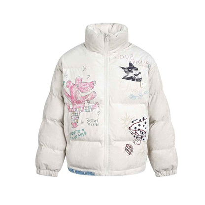 Graffiti Printed Jacket For Women | MuddyStock Originals White MuddyStock
