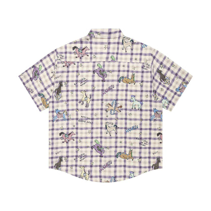 Hand drawn pony print short sleeved shirt for men | MuddyStock Originals