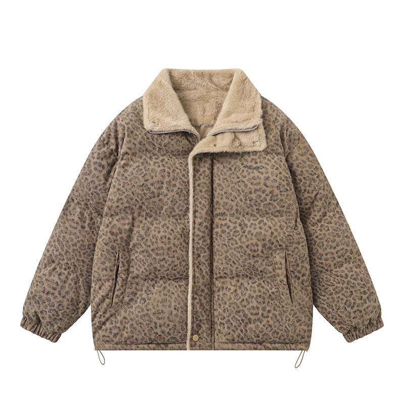 Leopard Print Casual Thick Warm Puffer Jacket For Women | MuddyStock Originals Khaki