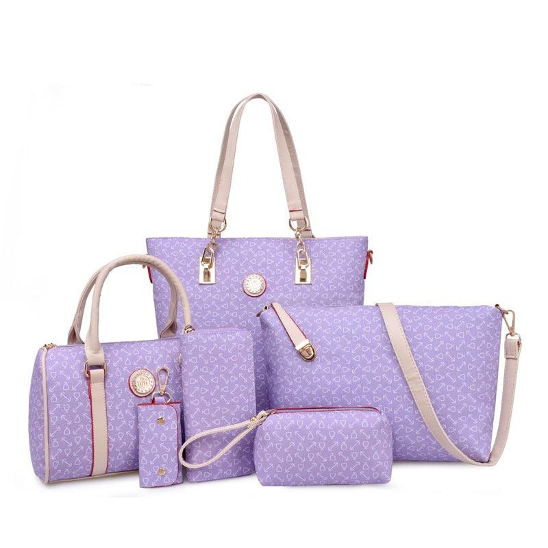 Fish bone patterned six piece bag set | MuddyStock Originals purple