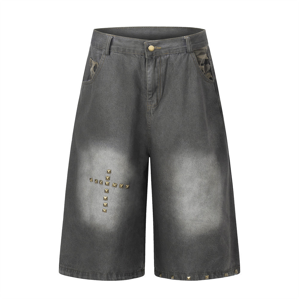 Washed denim shorts for men | MuddyStock Originals Black