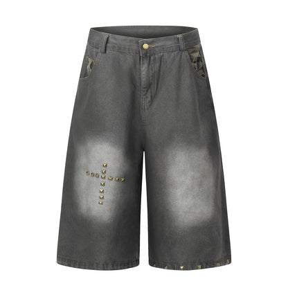 Washed denim shorts for men | MuddyStock Originals Black