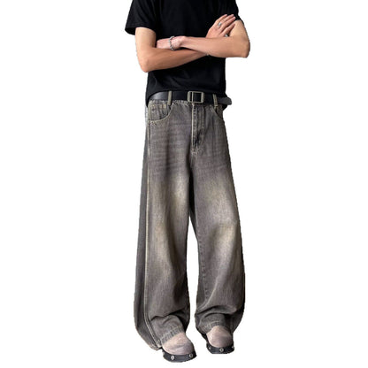 Deconstructed and spliced washed curved knife jeans for men | MuddyStock Originals MuddyStock