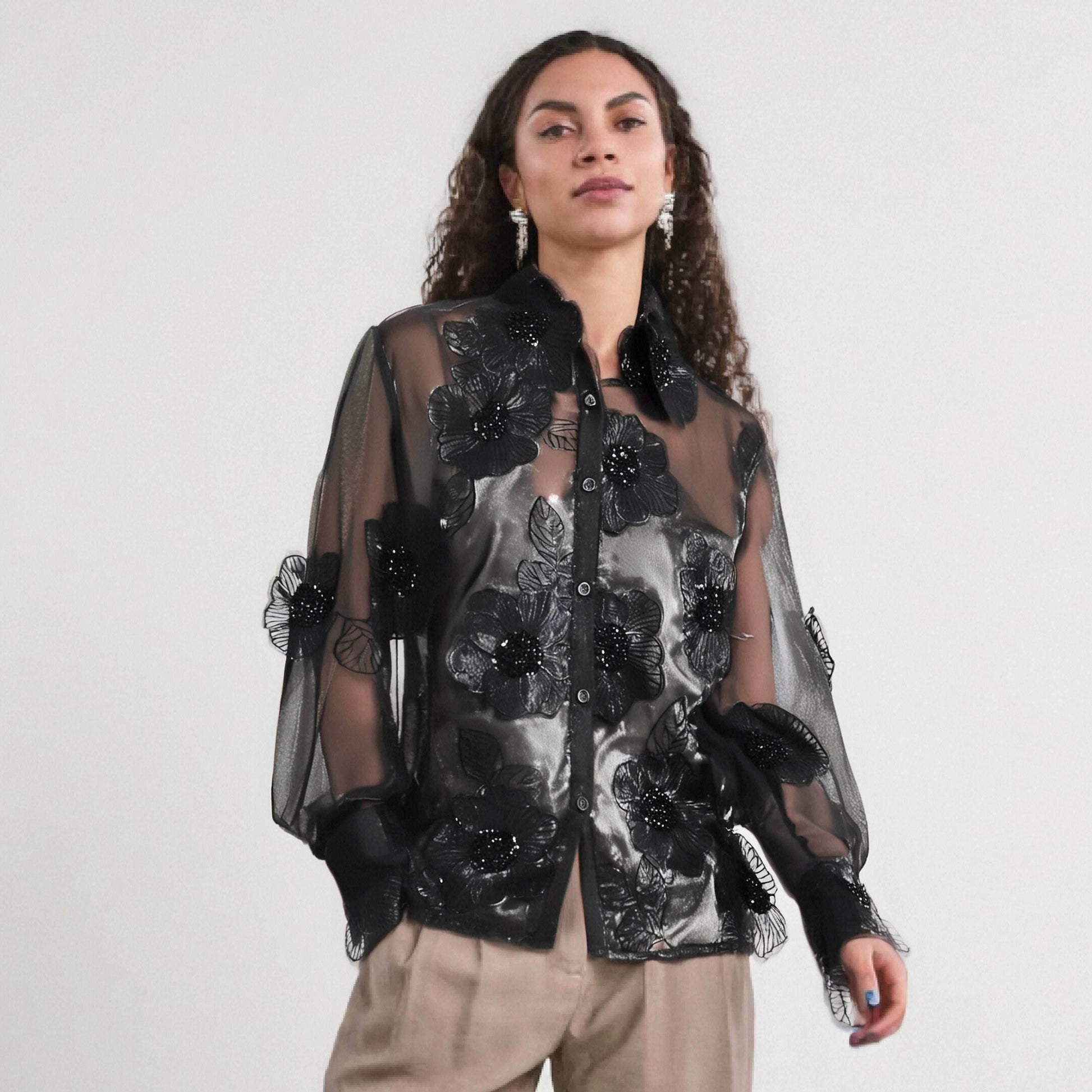 Flower sequined shirt top for women | MuddyStock Originals MuddyStock