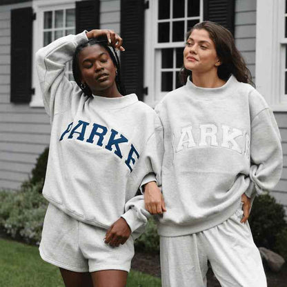 Round Neck Letter Print Sweatshirt For Women | MuddyStock Originals Light Gray - White Text MuddyStock