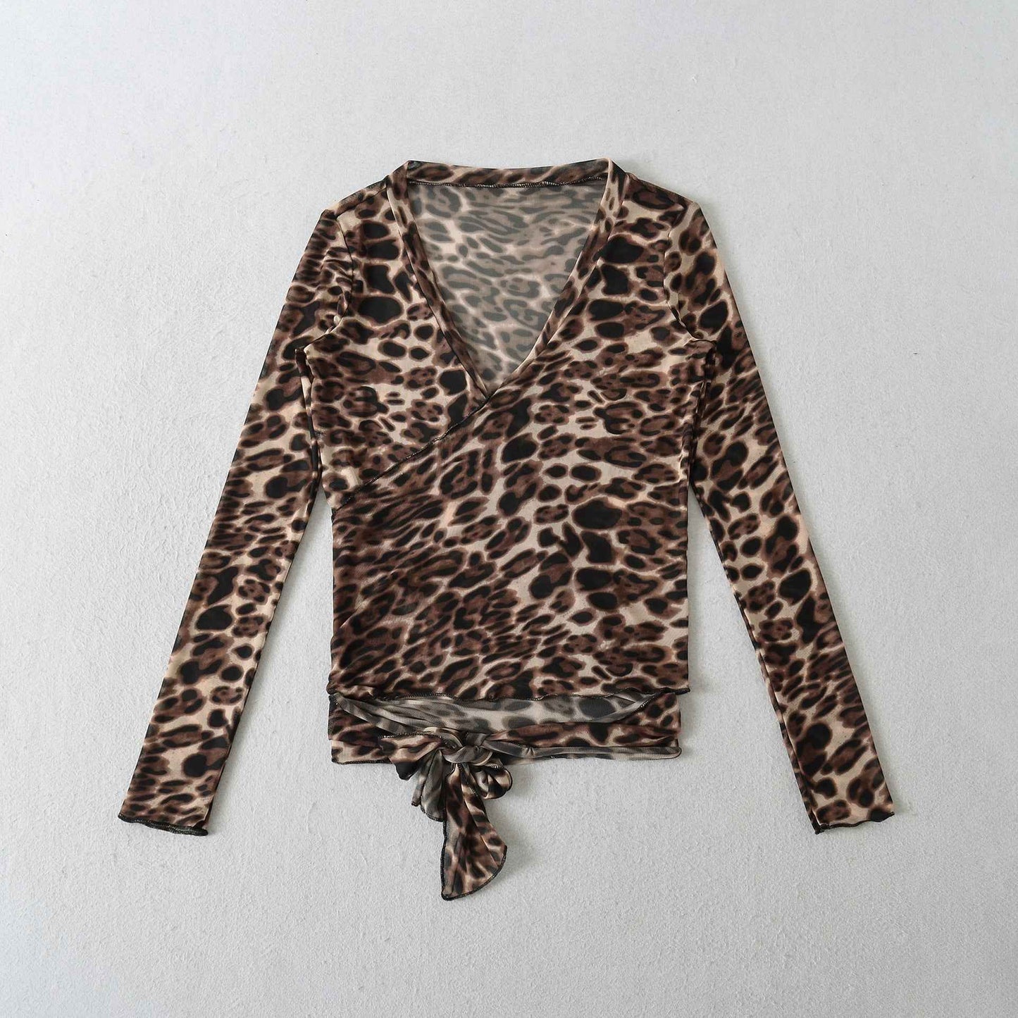 Leopard cross tie long sleeved top for women | MuddyStock Originals MuddyStock