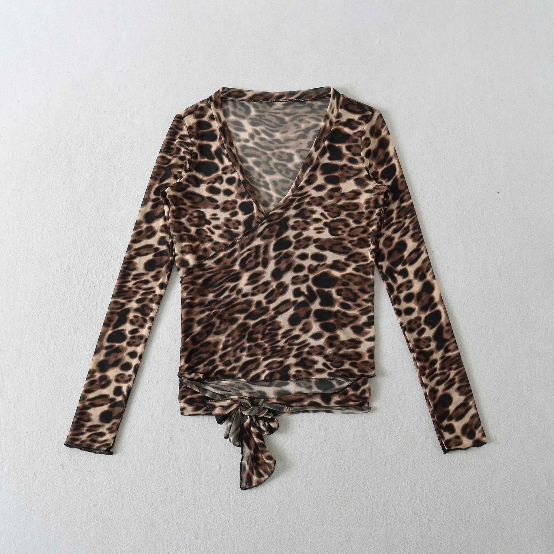 Leopard cross tie long sleeved top for women | MuddyStock Originals MuddyStock