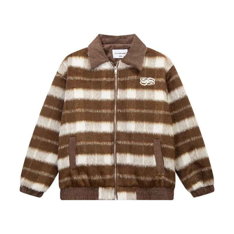 Retro Letter Embroidery Turn-down Collar Coat for Women | MuddyStock Originals Brown MuddyStock