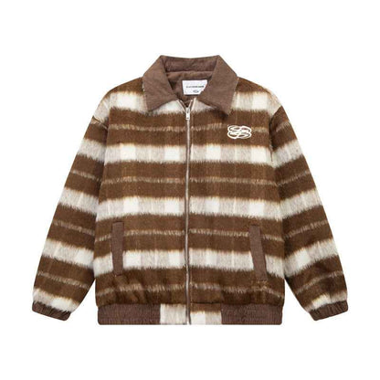 Retro Letter Embroidery Turn-down Collar Coat for Women | MuddyStock Originals Brown MuddyStock