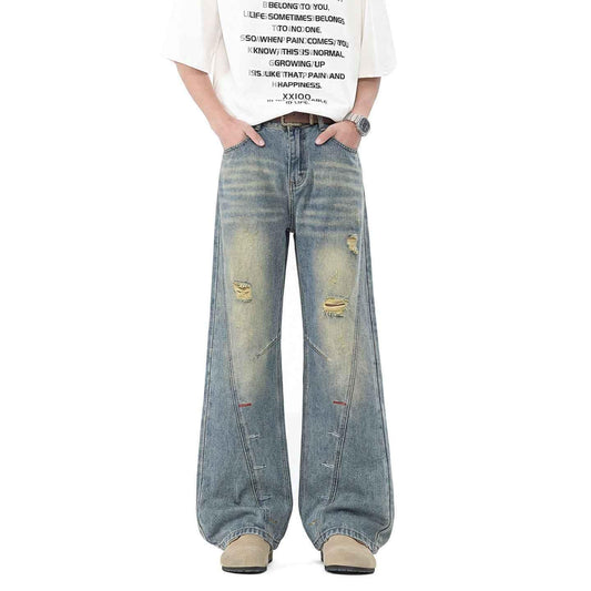 Buttonhole Diagonal Cut Men's Jeans | MuddyStock Originals Blue