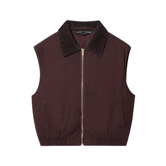 Corduroy collar vest