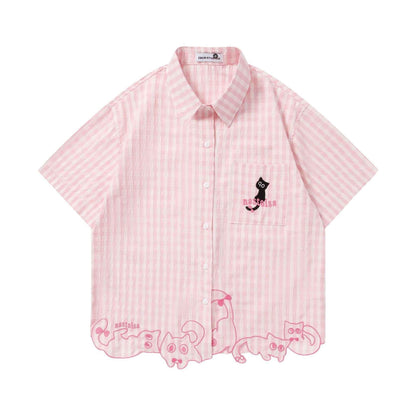 Pink Pastel Cat Check Shirt For Women | MuddyStock Originals