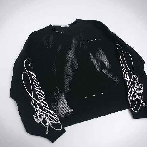 Gothic Subculture Waffle Long Sleeve Drop Shoulder Rivet Anime Graphic T-shirt For Men | MuddyStock Originals