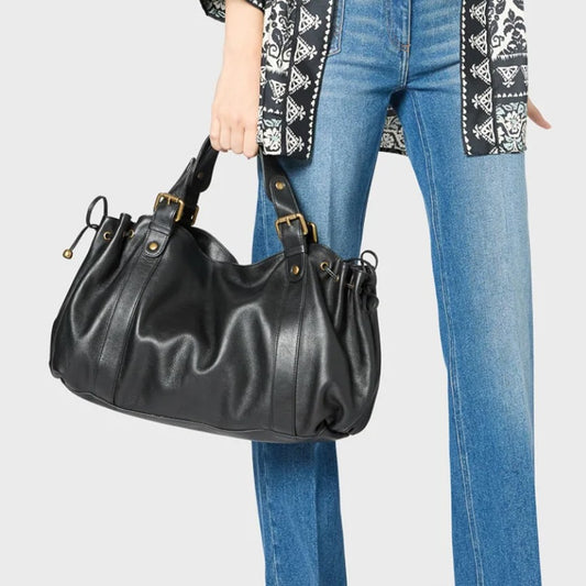 Large capacity soft leather tote bag