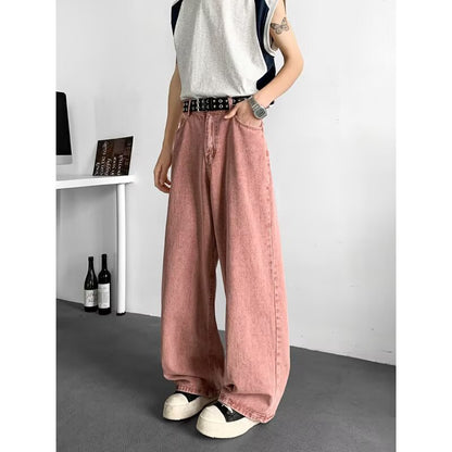 Pink wide leg straight leg jeans for men | MuddyStock Originals MuddyStock