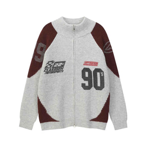 Color blocked zipper sweater jacket for men and women | MuddyStock Originals Brown