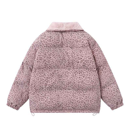 Leopard Print Casual Thick Warm Puffer Jacket For Women | MuddyStock Originals
