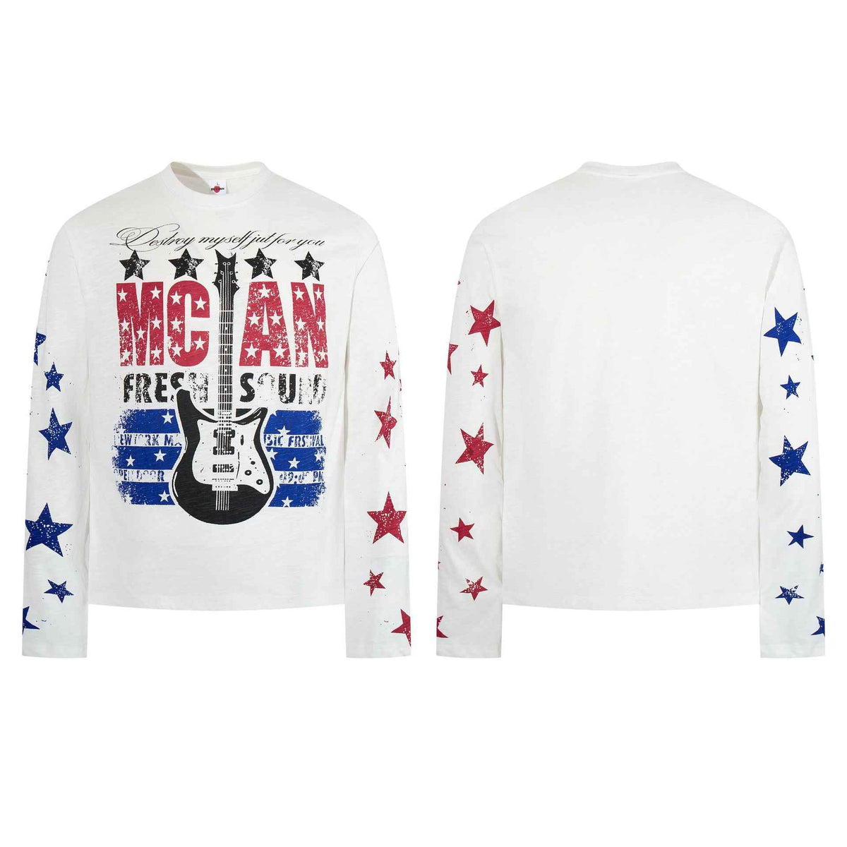 Star letter printed long sleeved T-shirt for men