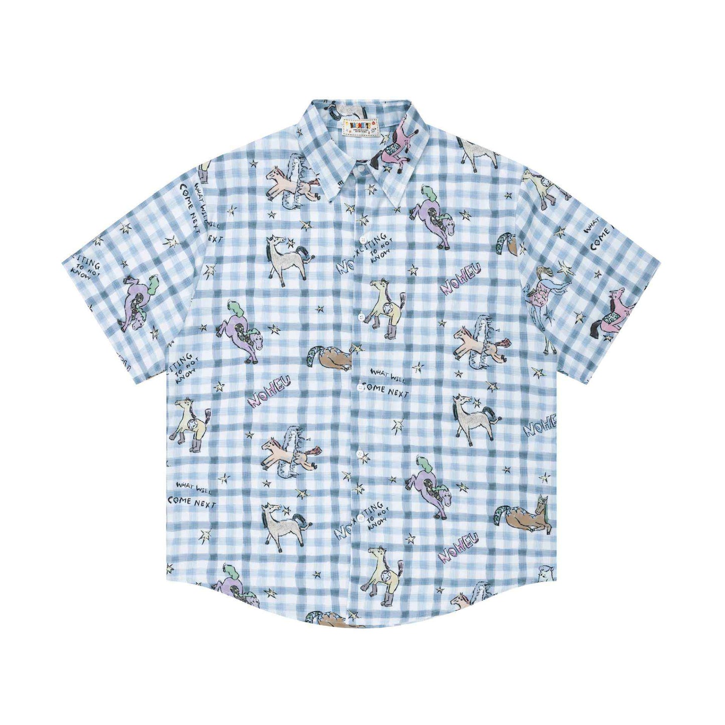 Hand drawn pony print short sleeved shirt for men | MuddyStock Originals