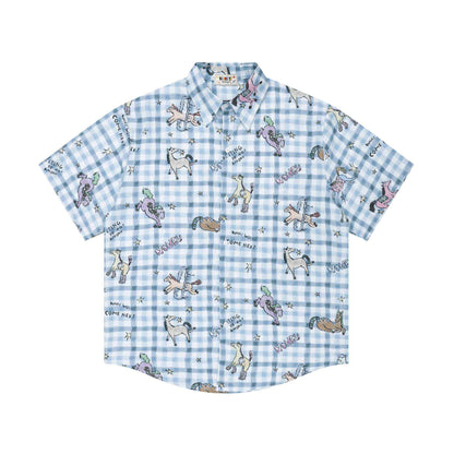 Hand drawn pony print short sleeved shirt for men | MuddyStock Originals