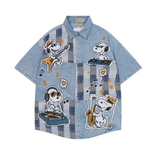 Music Snoopy Design Short Sleeve Shirt For Women | MuddyStock Originals