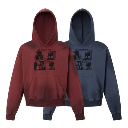 Street Style Unisex Trendy Printed Vintage Look Monkey Spray Design Wide Fit Men's Hoodie eprolo