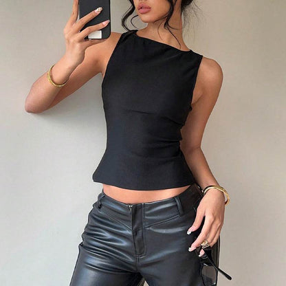 Small vest elastic sleeveless slim fit top for women | MuddyStock Originals Black MuddyStock