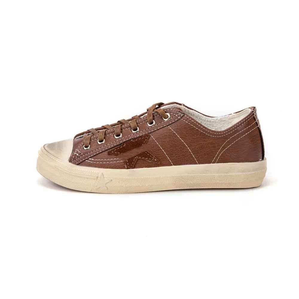 Retro lace up casual star board shoes for women
