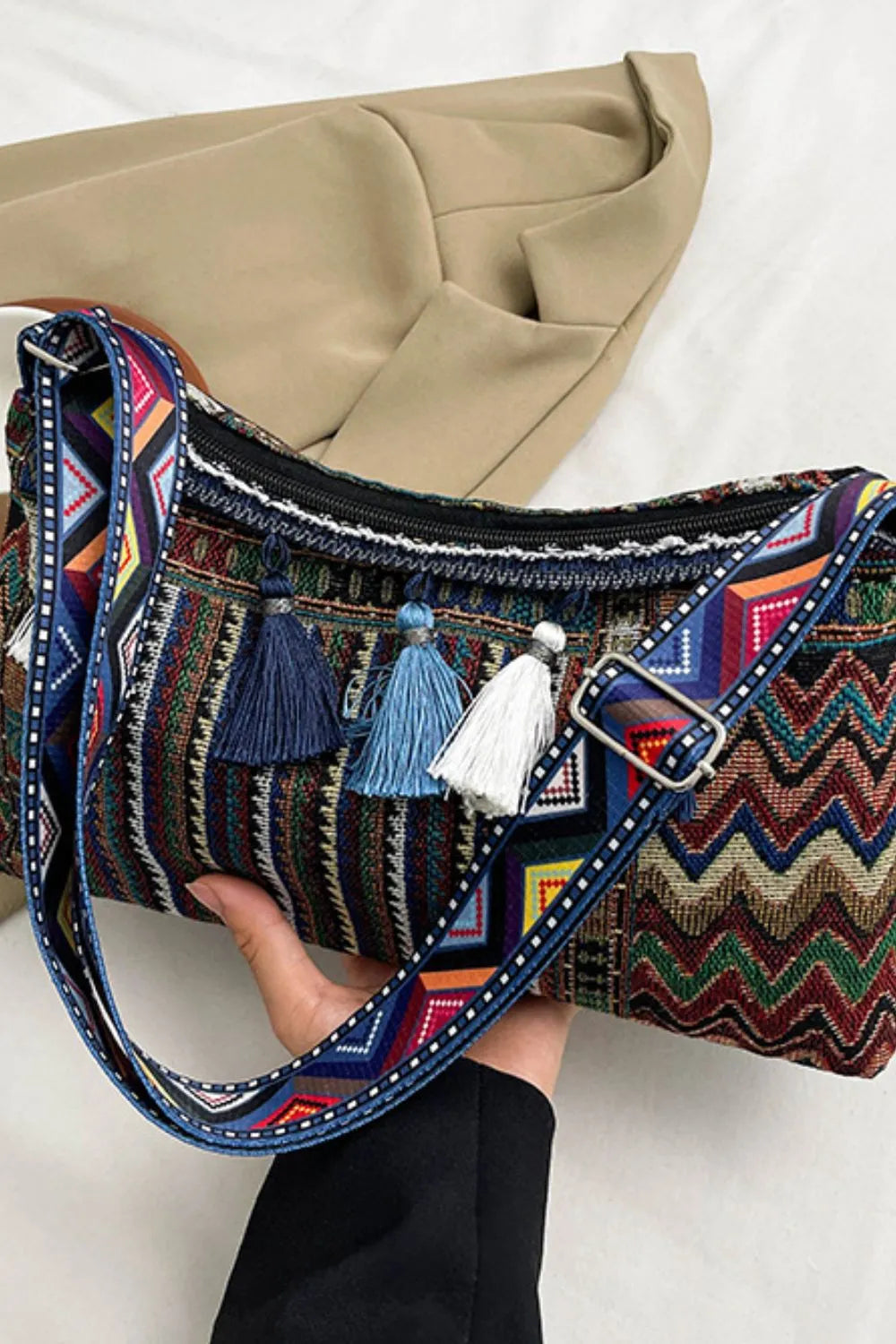 Tassel Adjustable Strap Shoulder Bag For Women
