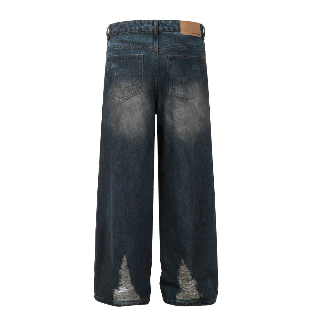 Make old distressed camouflage patch straight leg jeans for men | MuddyStock Originals