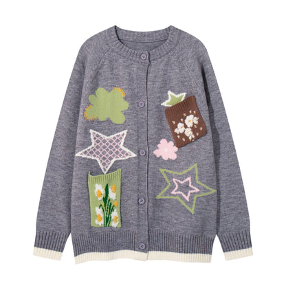 Pattern jacquard cardigan sweater for women | MuddyStock Originals