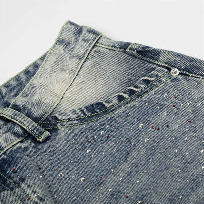 Full print straight leg denim shorts | MuddyStock Originals