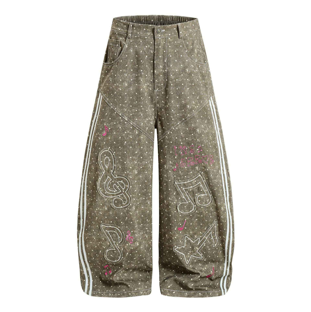Wave dot denim jeans for women | MuddyStock Originals Brown