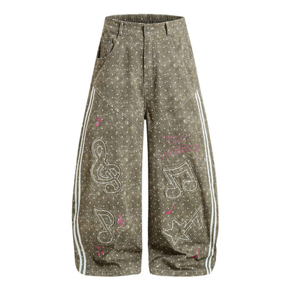 Wave dot denim jeans for women | MuddyStock Originals Brown