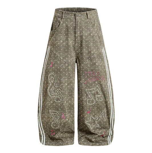 Wave dot denim jeans for women | MuddyStock Originals Brown