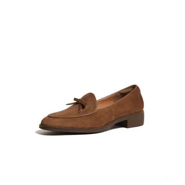Women Round Toe Casual Bow-knot Low Heel Loafers Brown