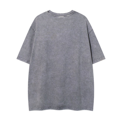 Washed Vintage Black Short Sleeve T-Shirt For Men And Women MuddyStock