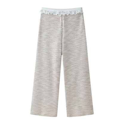 Splicing texture top+layered pants set for women | MuddyStock Originals