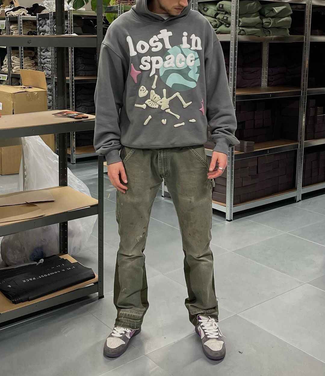 American high street graffiti letter print round neck hoodie for men and women | MuddyStpck Originals MuddyStock