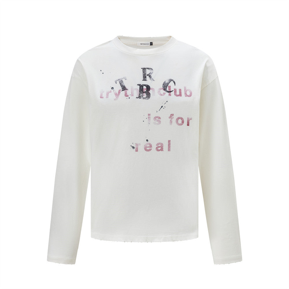 Men's Casual Letter Print Long Sleeve Crew Neck T-Shirt