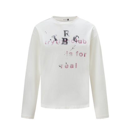 Men's Casual Letter Print Long Sleeve Crew Neck T-Shirt